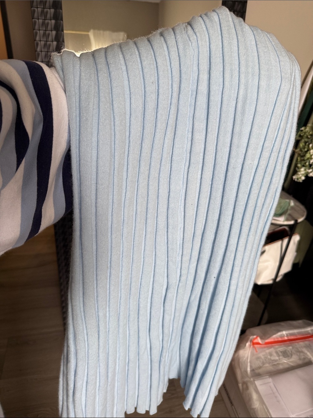 Commense Light Blue Ribbed Knit Maxi Skirt - Picture 4 of 5